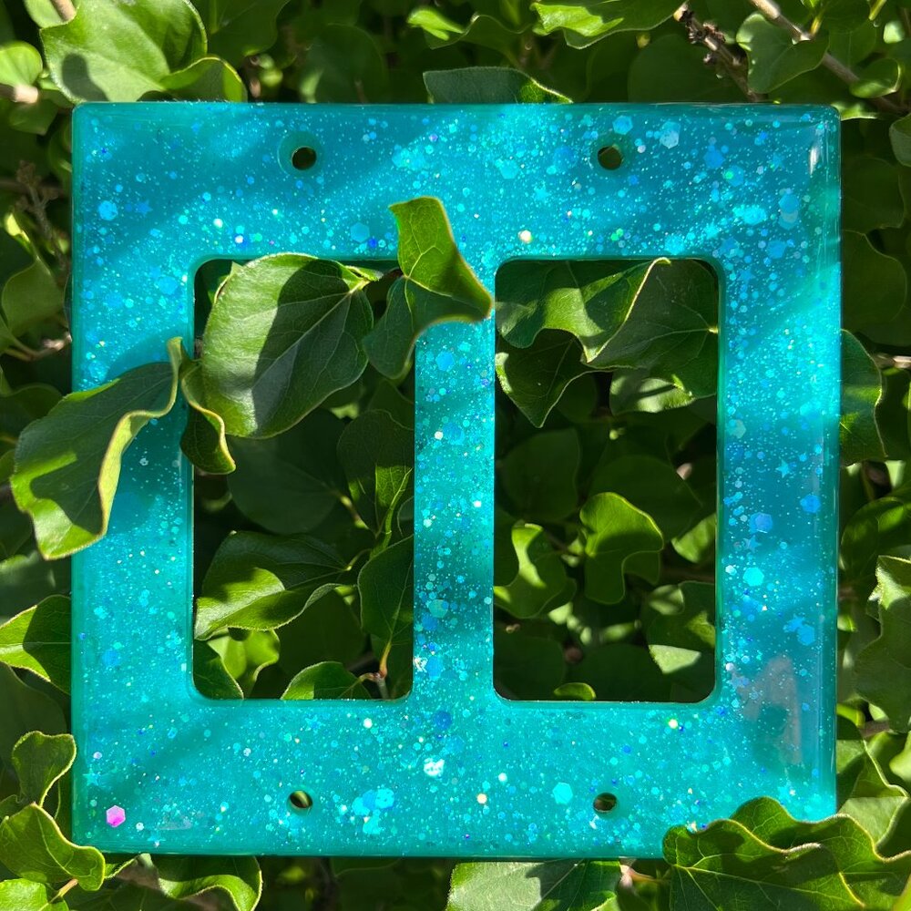 Teal Handmade Epoxy Resin Switch Plate / Outlet Cover